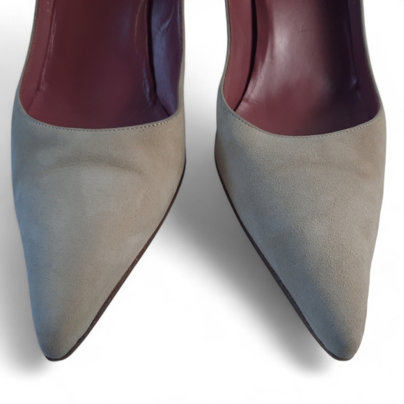 GUCCI Ivory Suede Point Toe Pumps Bubblegum Pink Raspberry Beige Italy 7 - Picture 4 of 9